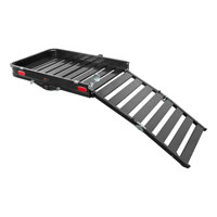 (image for) Black Aluminum Cargo Carrier With Ramp, 50" X 30 1/2" X 4", 2" Shank #18112