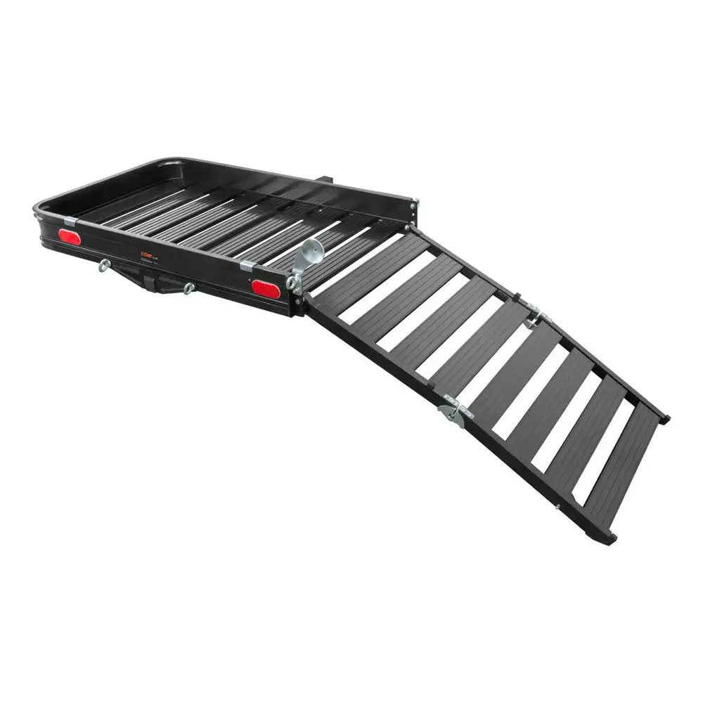 (image for) Black Aluminum Cargo Carrier With Ramp, 50" X 30 1/2" X 4", 2" Shank #18112 - Click Image to Close