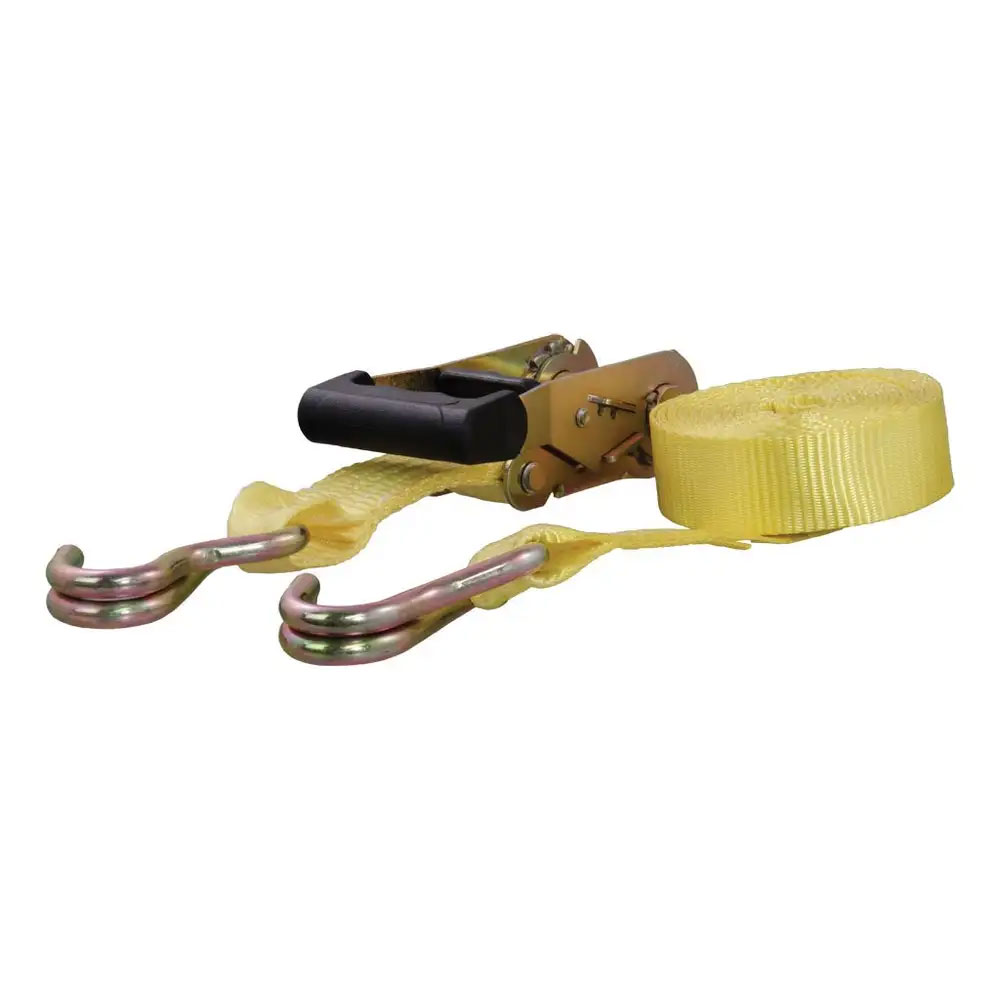 (image for) Cargo Strap With Ratchet, 14' x 1.5", Yellow, J Hook #83036 - Click Image to Close