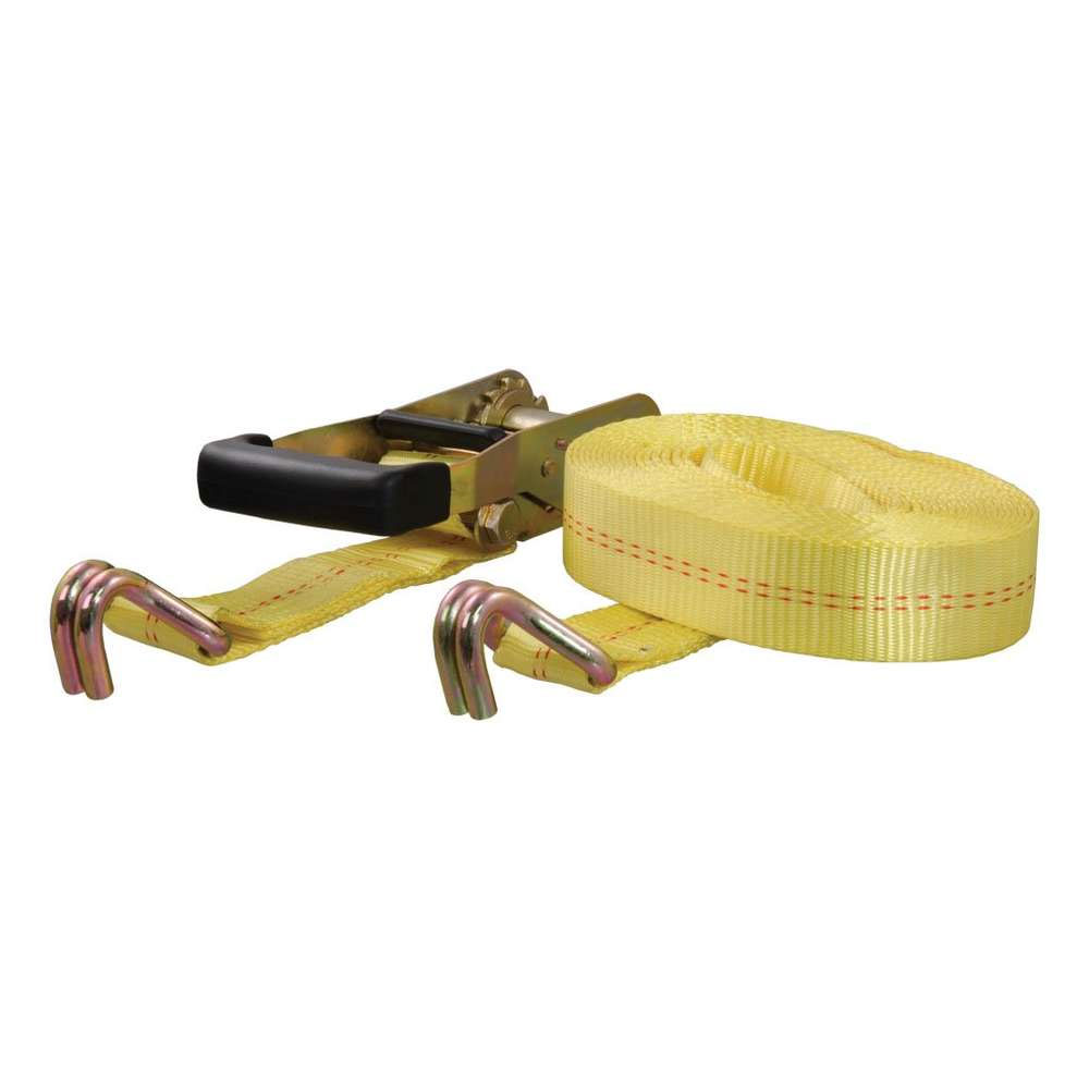 (image for) Cargo Strap With Ratchet, 27' x 2", Yellow, J Hook #83047 - Click Image to Close