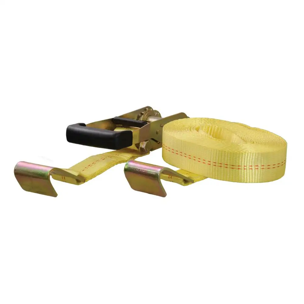 (image for) Cargo Strap With Ratchet, 27' x 2", Yellow, Flat Hook #83048 - Click Image to Close