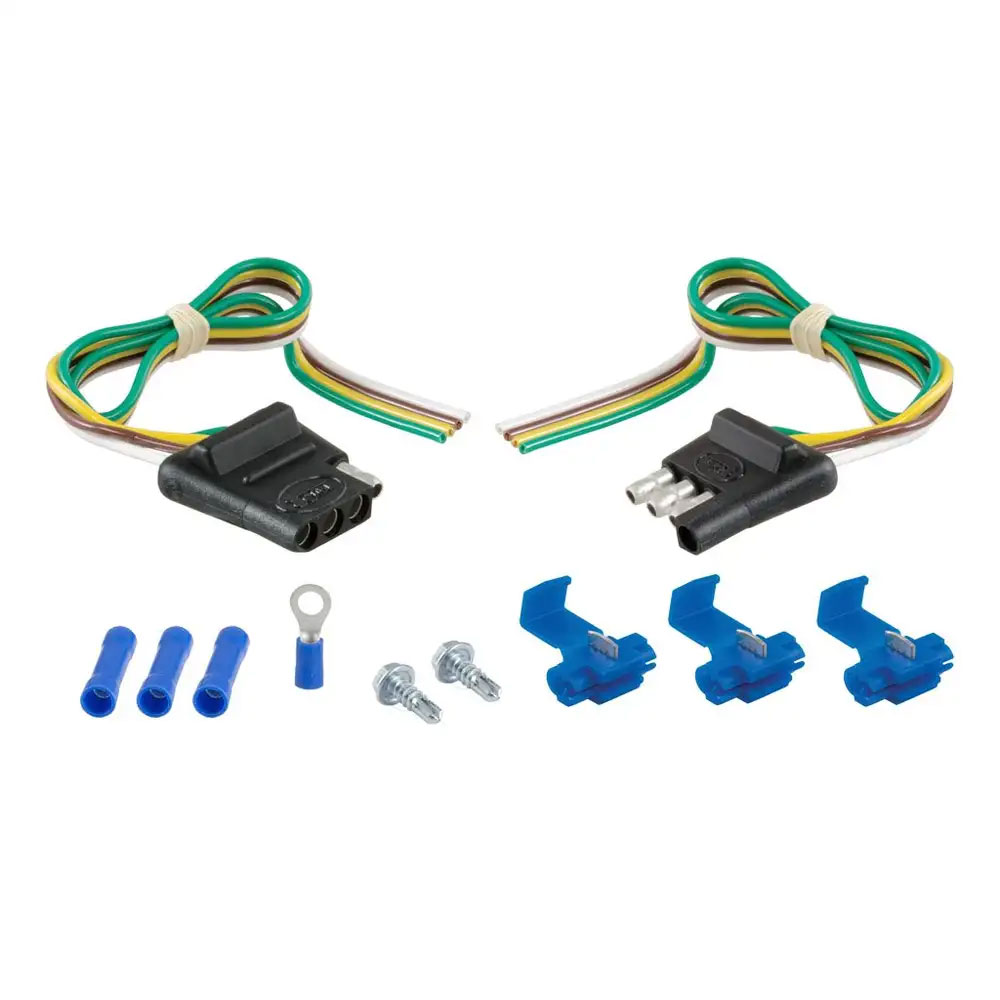 (image for) 4-Way Flat Trailer Connector Plug And Vehicle Socket Kit 12" Wires - Click Image to Close
