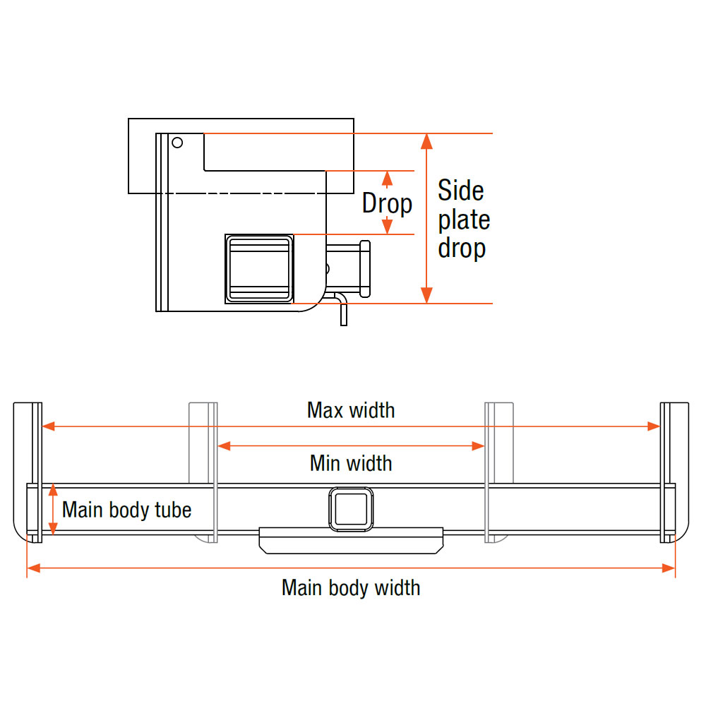 (image for) Universal Weld-On 2" Receiver Trailer Hitch 44" Width 11.5" Drop #15928