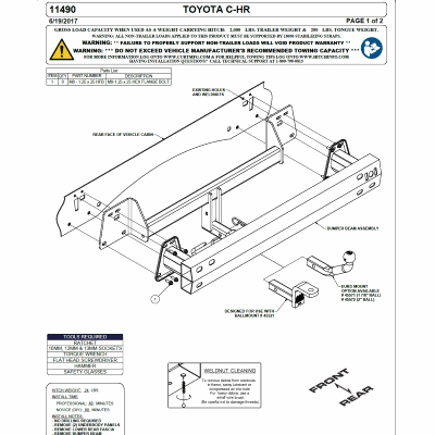 (image for) Toyota C-HR 2018-2022 1 1/4" Class 1 Receiver Trailer Hitch #11490 - Click Image to Close