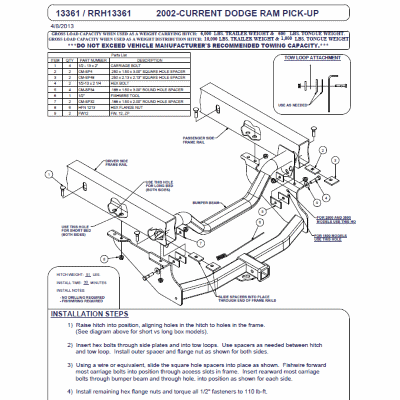(image for) Ram 2500 2011-2024 2" Class 3 Receiver Trailer Hitch #13361 - Click Image to Close