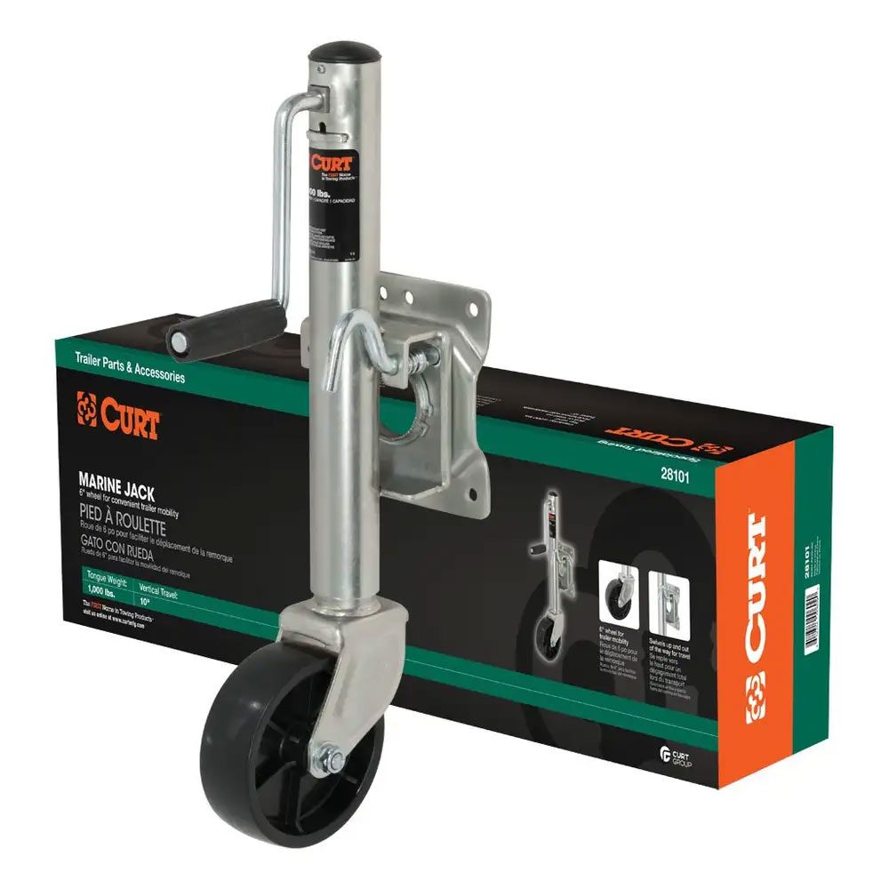 (image for) Marine Trailer Jack with 6" Wheel, 1K Lift, Side Wind, 10 1/2" Travel #28101 - Click Image to Close